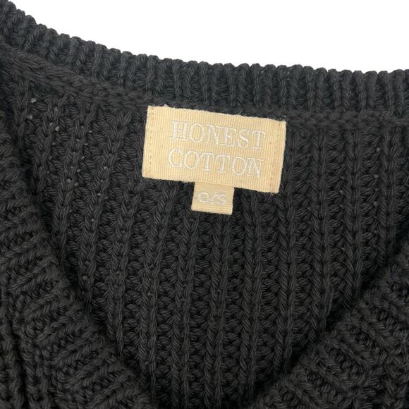 Honest Cotton Womens Black Handknit Heavyweight Oversized Sweater One Size - Picture 7 of 10